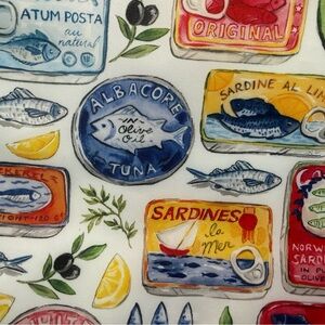 Wandering Moon 3 Pc Sardine Printed Travel Pouch Set & Umbrella & Luggage Tag